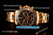 Rolex Daytona Chrono Swiss Valjoux 7750 Automatic Yellow Gold Case/Bracelet with Black Dial Ceramic Bezel and Stick Markers (BP)