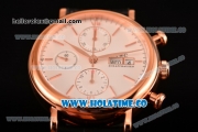 IWC Portofino Chrono Swiss Valjoux 7750 Automatic Rose Gold Case with White Dial and Stick Markers