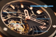 Hublot Big Bang Skeleton Swiss Tourbillon Manual Winding Movement Rose Gold Case with Black Rubber Strap