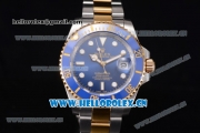 Rolex Submariner Miyota 8215 Automatic Two Tone Case/Bracelet with Blue Dial and Dot Markers