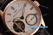 IWC Portuguese Asia 6497-CHG Manual Winding Rose Gold Case and Black Leather Strap White Dial