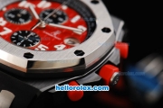 Audemars Piguet Royal Oak Offshore Swiss Valjoux 7750 Automatic Movement with Red Dial and White Numeral Markers-Run 12 Second