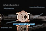 Vacheron Constantin Malte Asia 2813 Automatic Rose Gold Case with Black Leather Strap White Dial and Stick Markers