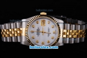 Rolex Datejust Oyster Perpetual Automatic with White Dial,Diamond Marking and Gold Bezel