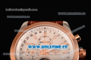 Longines Master Moonphase Chrono Miyota OS10 Quartz with Date Steel Case with White Dial Stick Markers and Rose Gold Bezel