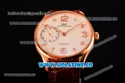 IWC Portugieser Hand-Wound Asia 6497 Manual Winding Rose Gold Case with White Dial Brown Leather Strap and Arabic Numeral Markers