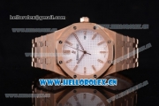 Audemars Piguet Royal Oak Clone AP Calibre 3120 Automatic Rose Gold Case/Bracelet with White Dial and Stick Markers (EF)