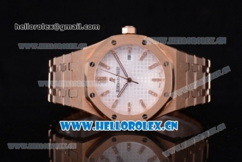 Audemars Piguet Royal Oak Clone AP Calibre 3120 Automatic Rose Gold Case/Bracelet with White Dial and Stick Markers (EF)