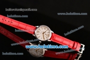 Vacheron Constantin Patrimony Swiss ETA 2824 Automatic Steel Case with Red Leather Strap White Dial and Stick/Numeral Markers