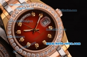 Rolex Day-Date Masterpiece Swiss ETA 2836 Automatic Two Tone Case with Coffee Dial and Diamond Bezel