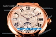 Cartier Ballon Bleu De Small Swiss Quartz Rose Gold Case with White Dial Black Roman Numeral Markers and Blue Leather Strap