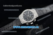 Hublot Classic Fusion Chronograph Swiss Valjoux 7750 Automatic Steel Case with Black Dial Stick Markers and Black Genuine Leather Strap