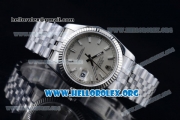 Rolex Datejust Clone Rolex 3135 Automatic Steel Case with Silver Dial Stick Markers and Stainless Steel Bracelet - 1:1 Original (AR)