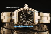 Cartier Roadster Swiss ETA 2836 Automatic Full Steel with Black Dial and White Roman Markers