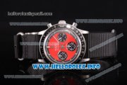 Rolex Daytona Vintage Edition Miyota Quartz Steel Case with Red Dial and Black Nylon Strap - Silver Markers (GF)