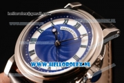 Breguet Marine Big Date Clone Breguet Automatic Steel Case with Blue Dial and Black Leather Strap