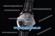 Patek Philippe Complications Miyota 9015 Automatic Steel Case with Black Dial Stick Markers and Black Leather Strap