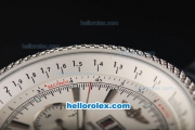 Breitling Bentley 6.75 Big Date Automatic Movement Full Steel with White Dial - Silver Stick Markers and Red Date