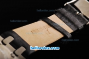 Audemars Piguet Royal Oak Offshore Chronograph Quartz Movement Silver Case with Black Grid Dial and Bezel-Black Leather Strap