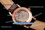 Patek Philippe Grand Complitcations Asia 2813 Automatic Rose Gold Case with Brown Leather Strap Rose Gold Dial and Stick Markers