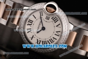 Cartier Ballon Bleu De Small Swiss Quartz Rose Gold/Steel Case with White Dial Diamonds Bezel and Roman Numeral Markers