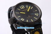 U-BOAT Italo Fontana Automatic PVD Case with Black Dial and Yellow Marking-Small Calendar