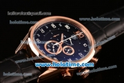 Tag Heuer Mikrograph Chrono Miyota OS10 Quartz Rose Gold Case with Black Leather Strap and Black Dial