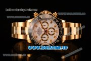 Rolex Daytona Chrono Swiss Valjoux 7750 Automatic Yellow Gold Case/Bracelet with Diamonds Markers White Dial and Ceramic Bezel (BP)