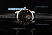 Vacheron Constantin Swiss Tourbillon Manual Winding Movement Black Dial with SS Bezel and Black Leather Strap Vacheron Constantin Swiss Tourbillon Manual Winding Movement Black Dial with SS Bezel and Black Leather Strap