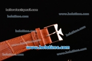 Vacheron Constantin Malte Miyota Quartz Rose Gold Case with Brown Leather Bracelet Orange Dial and Stick Markers
