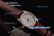 Rolex Cellini Danaos Swiss Quartz Stainless Steel Case with Brown Leather Strap White Dial Stick Markers