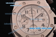 Audemars Piguet Royal Oak Offshore White Themes Swiss Valjoux 7750 Automatic Movement Full Steel with White Dial and Black Numeral Markers-Run 12 Second