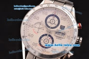 Tag Heuer Carrera Chronograph Swiss Valjoux 7750-SHG Automatic Steel Case with Numeral Markers and White Dial