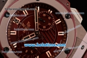 Hublot King Power Chrono Swiss Valjoux 7750 Automatic Rose Gold Case with Brown Rubber Strap and Rose Gold Markers (YR)