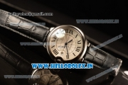 Cartier Ballon Bleu De Large Japanese Miyota 9015 Automatic Rose Gold Case White Dial Roman Numeral Markers With Steel Bezel Black Leather Strap