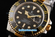 Rolex Submariner Swiss ETA 3135 Automatic Movement Two Tone with Gold/Black Bezel and Black Dial