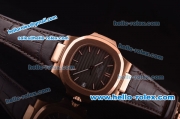Patek Philippe Nautilus Swiss ETA 2824 Automatic Rose Gold Case with Grey Dial and Brown Leather Strap