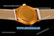 Rolex Cellini Time Asia 2813 Automatic Yellow Gold Case White Dial White Leather Strap and Stick/Roman Numeral Markers