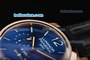 Panerai 1950 8 Days PAM289 Automatic Movement Rose Gold Case with Blue Dial and Black Strap