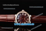 Cartier Ballon Bleu De Small Swiss Quartz Steel Case with Brown Dial White Roman Numeral Markers and Brown Leather Strap