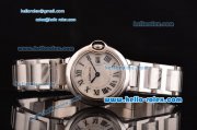 Cartier Ballon Bleu Small Swiss Quartz Stainless Steel Case Roman Markers with Stainless Steel Strap and White Dial
