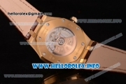 Audemars Piguet Royal Oak 41 Clone AP Calibre 3120 Automatic Yellow Gold Case with White Dial Stick Markers and Brown Leather Strap (BP)