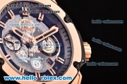 Hublot King Power Dwayne Wade Chrono Swiss Valjoux 7750-DD Automatic Rose Gold Case with Black Rubber Strap adn Skeleton Dial