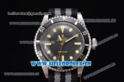 Rolex Submariner Vintage Asia 2813 Automatic Steel Case with Black Dial Black/Grey Nylon Strap and Dot Markers
