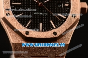 Audemars Piguet Royal Oak 41MM Clone Calibre AP 3120 Automatic Full Rose Gold with Black Dial and Stick Markers (EF)