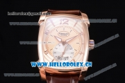 Parmigiani Kalpa Grande Clone Parmigiani PF331.01 Automatic Rose Gold Case with Rose Gold Dial Stick/Arabic Numeral Markers and Brown Leather Strap