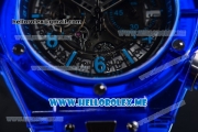 Hublot Big Bang UNICO Sapphire All Blue Miyota Quartz Sapphire Crystal Case with Skeleton Dial and Blue Rubber Strap Stick/Arabic Numeral Markers