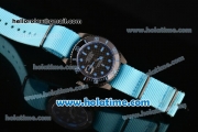 Rolex Submariner Asia 2813 Automatic PVD Case with Blue Markers Carbon Fiber Dial and Blue Nylon Strap