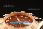 Rolex Datejust Swiss ETA 2836 Automatic Movement Full Rose Gold with Brown Dial and Diamond Bezel