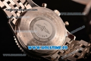 Breitling Montbrillant Chronograph Quartz Movement Silver Case with Beige Dial and Silver Stick Marker-SSband